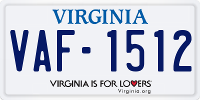 VA license plate VAF1512