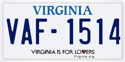 VA license plate VAF1514