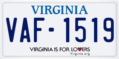 VA license plate VAF1519