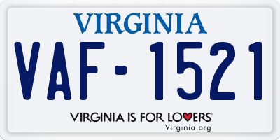 VA license plate VAF1521