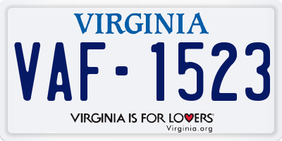 VA license plate VAF1523