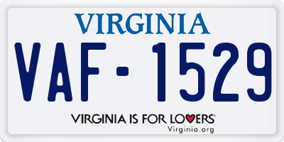 VA license plate VAF1529