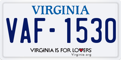 VA license plate VAF1530