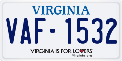 VA license plate VAF1532