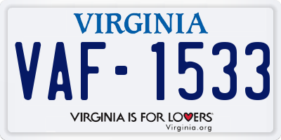 VA license plate VAF1533