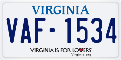 VA license plate VAF1534