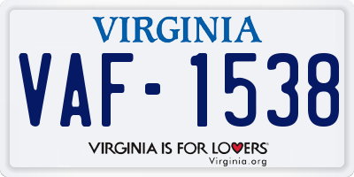 VA license plate VAF1538
