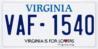 VA license plate VAF1540