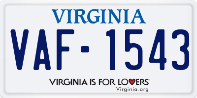VA license plate VAF1543