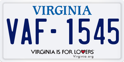 VA license plate VAF1545