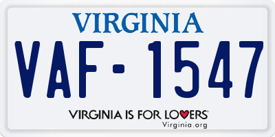 VA license plate VAF1547