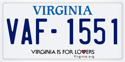 VA license plate VAF1551