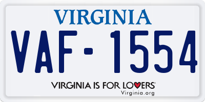 VA license plate VAF1554