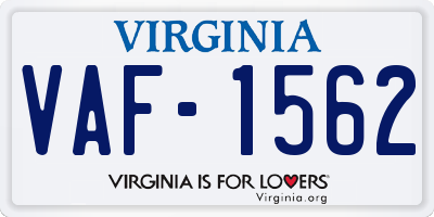 VA license plate VAF1562