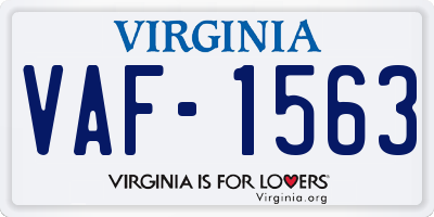 VA license plate VAF1563
