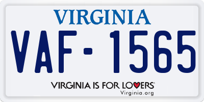 VA license plate VAF1565