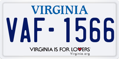 VA license plate VAF1566