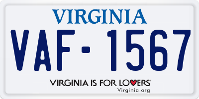 VA license plate VAF1567