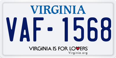 VA license plate VAF1568