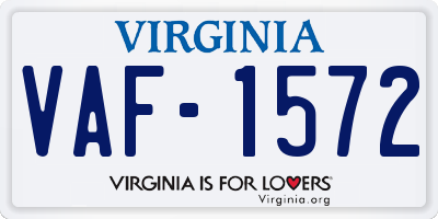 VA license plate VAF1572