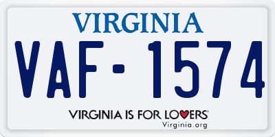 VA license plate VAF1574