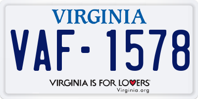 VA license plate VAF1578