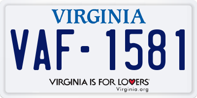 VA license plate VAF1581