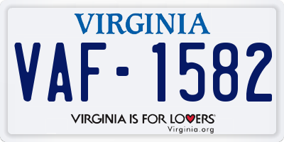 VA license plate VAF1582