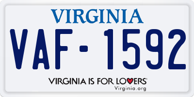 VA license plate VAF1592