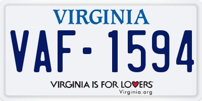 VA license plate VAF1594