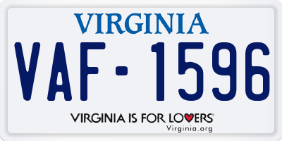 VA license plate VAF1596