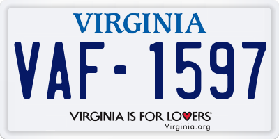 VA license plate VAF1597