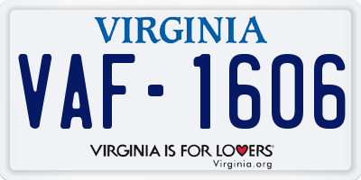 VA license plate VAF1606