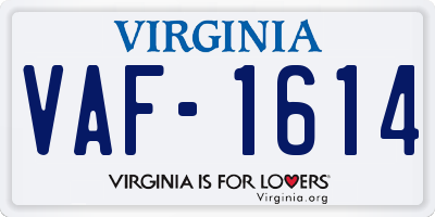 VA license plate VAF1614