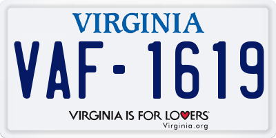 VA license plate VAF1619