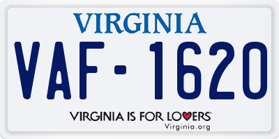 VA license plate VAF1620