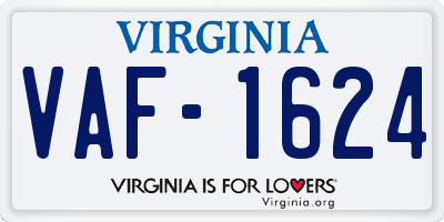 VA license plate VAF1624