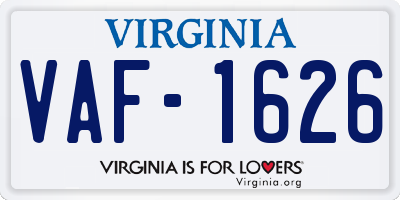VA license plate VAF1626