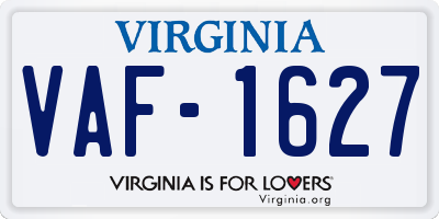 VA license plate VAF1627