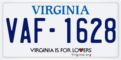 VA license plate VAF1628