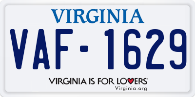 VA license plate VAF1629