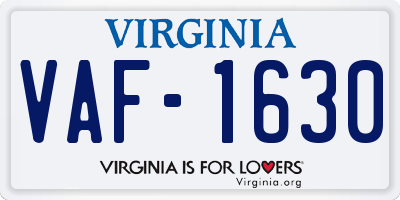 VA license plate VAF1630