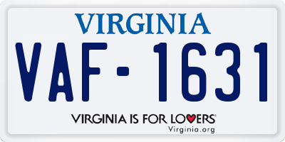 VA license plate VAF1631