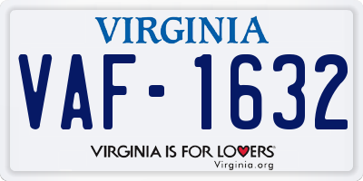 VA license plate VAF1632