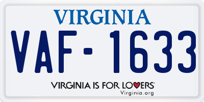 VA license plate VAF1633