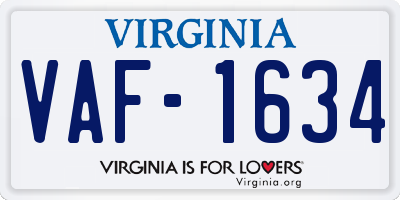 VA license plate VAF1634