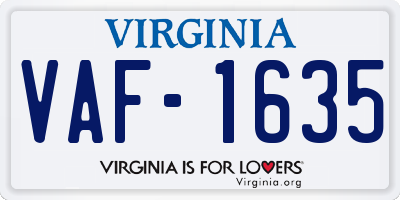 VA license plate VAF1635