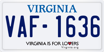 VA license plate VAF1636