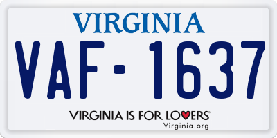 VA license plate VAF1637