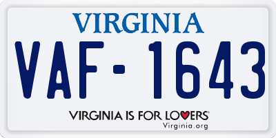 VA license plate VAF1643